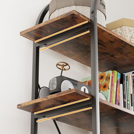 Arched Bookshelf 5 Tier Book Shelf, 31.5 Inch Width Industrial Arch Bookcase, Cu