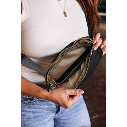 Black Minimalist Multi-zipped Crossbody Bag