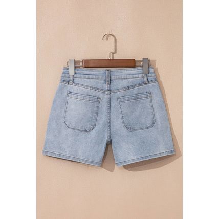 Beau Blue Light Wash High Rise Denim Shorts