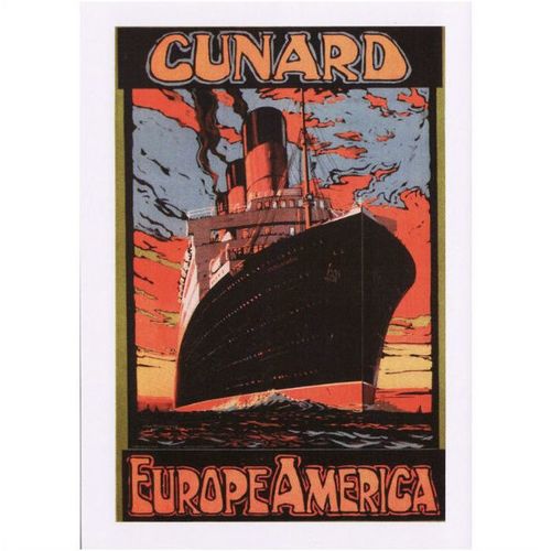 Postcard Marine Poster Art Cunard Line Steam Ship Europe America Odin Rosenvinge