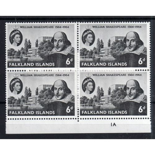 1969 Falkland Islands Sg214 6d BLACK BLOCK OF 4 MNH (G42)