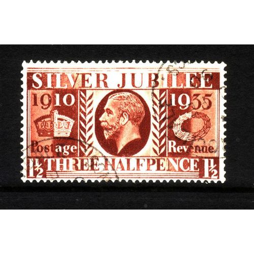 GREAT BRITAIN 1935 SILVER JUBILEE SG 455 1 1/2d RED BROWN FINE USED#2