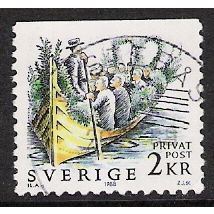 Fa 1500: 2 Kr. multicoloured Swedish Midsummer: Garlanded Longboat, Darlana.