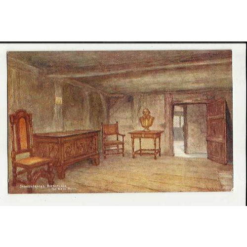 Warwickshire SHAKESPEARE'S BIRTHPLACE Salmon Art Postcard by Quatremain (*2672)
