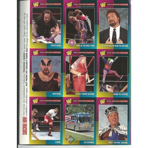 WORLD WRESTLING FEDERATION JUNE 1995 with trading cards