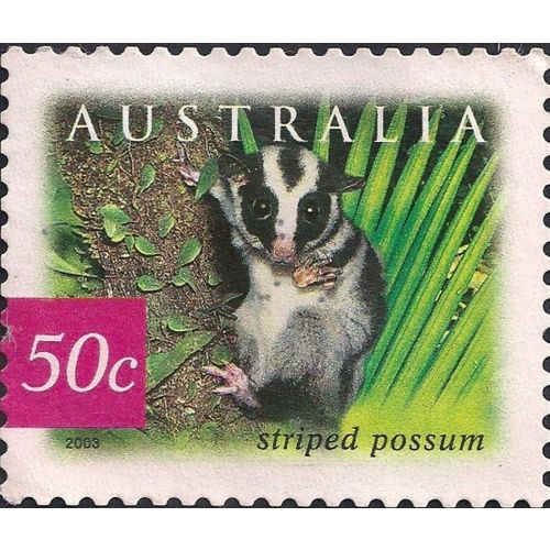 AUSTRALIA, MAMMALS, Striped Possum, red-purple 2003, 50c