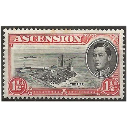 Ascension 1940 SG40 1 1/2d Black & Vermilion Perf 13.5 Mounted Mint . .. .