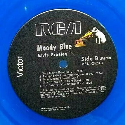 Elvis Presley Moody Blue 1977 LP Blue Translucent Vinyl Record Album (P8)