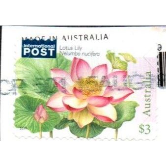 Australia 2017 Water Plants. £$3-00 Val Intl Post. Lotus Lily. Fine UsedOn Piece