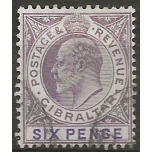 Gibraltar 1903 SG50 6d Dull Purple & Violet Wmk Crown CA Fine Used ..