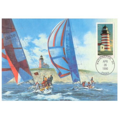 UNITED STATES OF AMERICA USA 1990 LIGHTHOUSES WEST QUODDY HEAD MAINE MAXI CARD