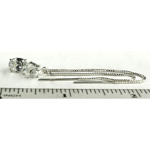 Cubic Zirconia (CZ), 925 Sterling Silver Threader Earrings, SE003