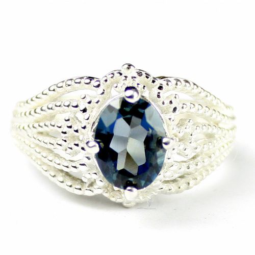 London Blue Topaz, 925 Sterling Silver Beaded Ladies Ring, SR365