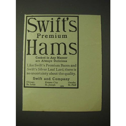 1900 Swift's Premium Hams Ad - Cooked in any manner are Delicious