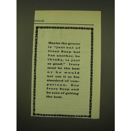 1902 Ivory Soap Ad - Maybe the grocer is just out of Ivory soap but has