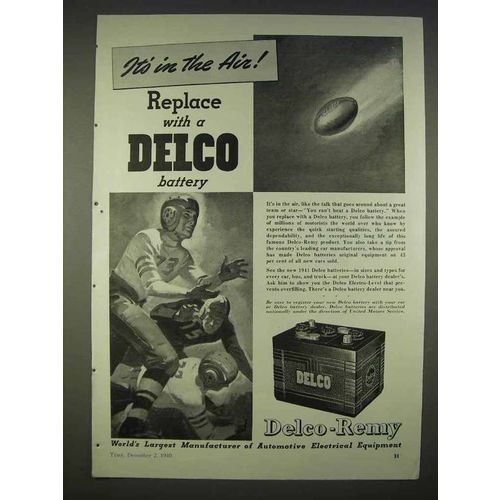 1940 Delco Battery Ad - It's In The Air