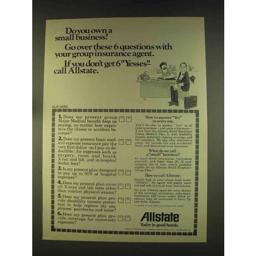 1976 Allstate Insurance Ad - Own a Small Business?