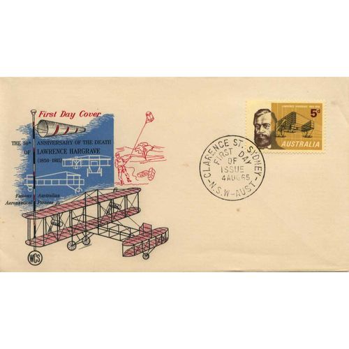 Australia 1965 Aviator Lawrence Hargrave "Wesley/WCS" FDC 4-8-65 [Clarence St]