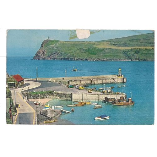 PORT ERIN AND BRADDA HEAD, ISLE OF MAN used vintage postcard. 1971 postmark =