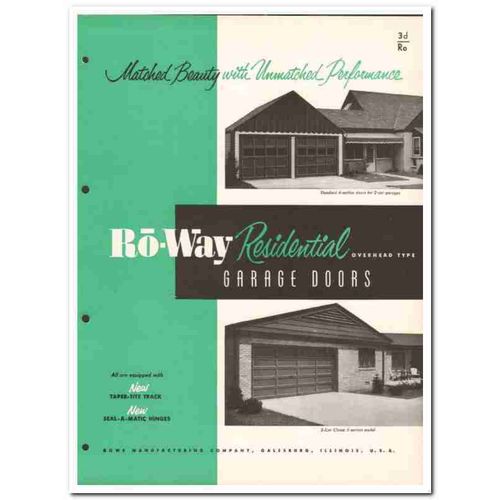 ROWE MFG COMPANY 1954 Ro-Way residential garage doors vintage catalog