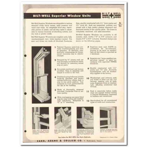 CARR ADAMS COLLIER COMPANY 1954 Bilt-Well wood window vintage catalog
