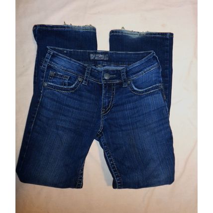 Womens Silver Jeans Suki Surplus W28L30 Denim Blue Jeans Distressed Actual 30x29