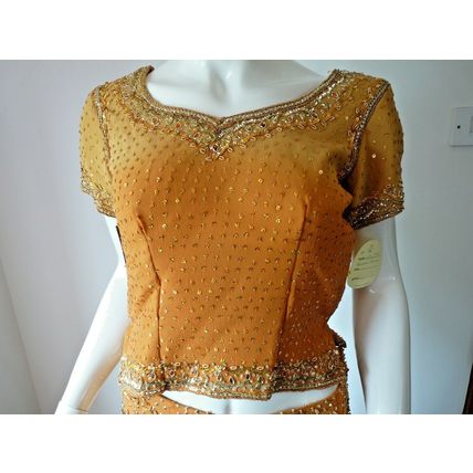 INDIAN WEDDING BRIDAL ORANGE & MUSTARD LEHENGA CHOLI (M) UK 10 £650 BNWT