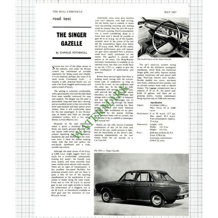 9704) Singer Gazelle Car Review - 1967 Cutting