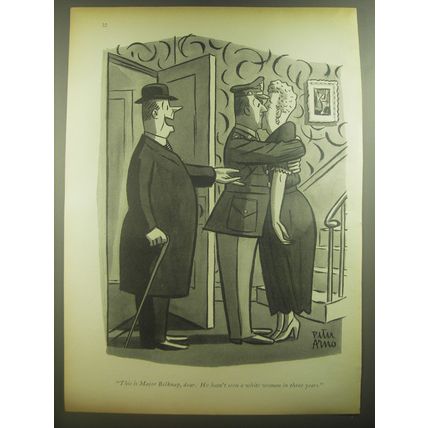 1946 Cartoon by Peter Arno - This is Major Belknap, dear. He hasn't seen a woman