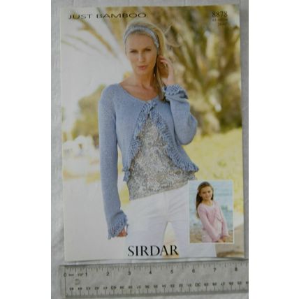 Vintage: Sirdar 8878 cardigan, just bamboo, 24-42 inch, 61-107 cm