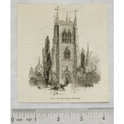 1860s engraving - The Bell Tower, Evesham