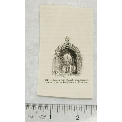 1860s engraving - Bengeworth Church seen through The Arch of Bell Tower, Evesham