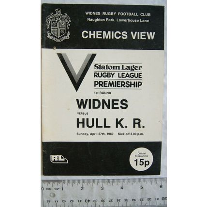 1980 programme Widnes v. Hull Kingston Rovers, Premiership 1st round