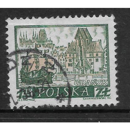 POLAND 1960 HISTORIC POLISH CITIES 1Z.15 GOANSK GREEN & ORANGE SG1192 FINE USED#
