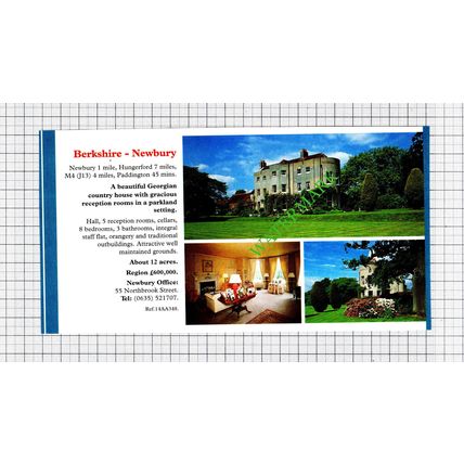 Bibury Gloucestershire / Newbury Berkshire House Sale Advert - 1991 Cutting