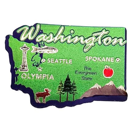 Washington The Evergreen State Foil Fridge Magnet
