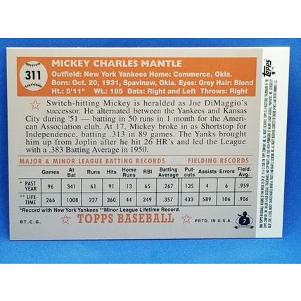 2006 Topps Rookie of the Week #25 Mickey Mantle TBD