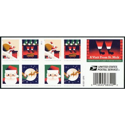 A Visit From St. Nick - Booklet of Twenty - Postage Stamps Scott 5647b