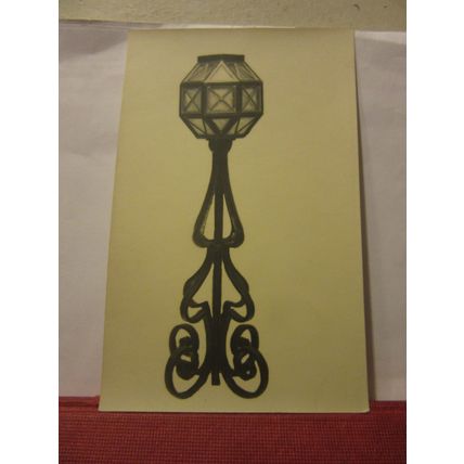 WROUGHT IRON GLASS ARTS & CRAFTS LIGHT unused vintage postcard /