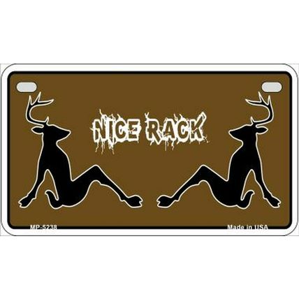 Nice Rack Metal Bike License Plate Tag sign funny deer hunter golf cart