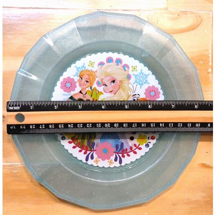 Disney Store Elsa Anna Blue Plate Meal Time Magic Glitter and Anna Frozen Figure
