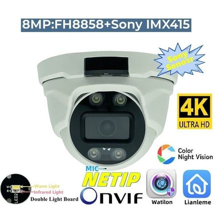 POE Camera Outdoor CCTV 4K 8MP IP Onvif AI Full Color Night Vision Double Light