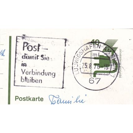 Ludwigshafen postmark Germany 1976 on Electricity accident 40pf VGC