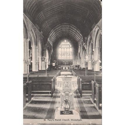 Antique GB postcard 1906 - St. Mary's Parish Church, Westerham, Kent