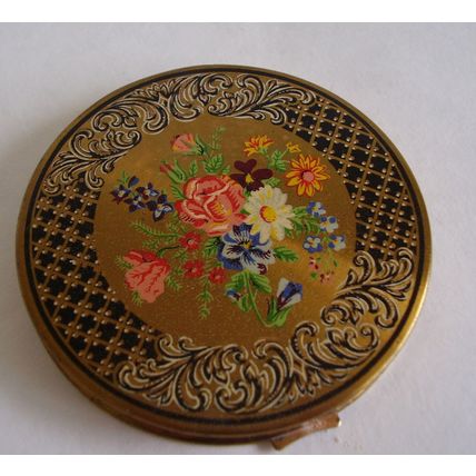 Vintage Mascot ASB Powder Compact Floral Bouquet A S Brown 1940s