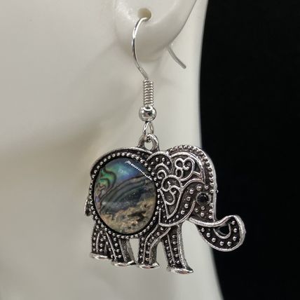 Elephant Earrings Abalone Center #962