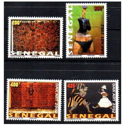 Sénégal 2002 Dak'Art Kunst Art Africain African Sculpture 4 val. RARE MNH