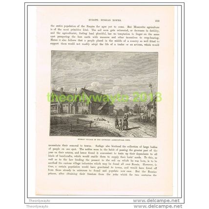 RUSSIAN VILLAGE IN SOUTHERN REGION, RUSSIA, Book Illustration c1890
