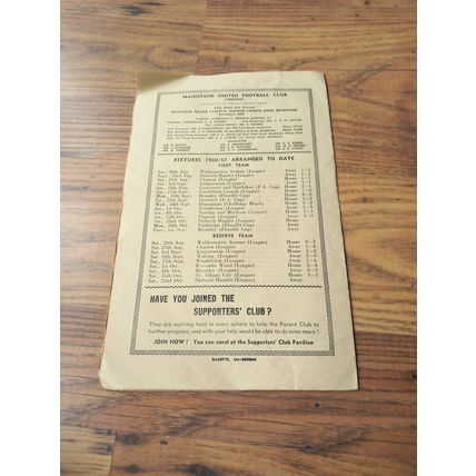 1960/61 Maidstone Utd vs Dulwich Hamlet - Isthmian League ** FREE P&P **