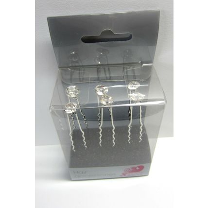 Wildest Dreams Plain Classic Crystal Hair Pin Ladies Womens Bridal Prom Box of 6